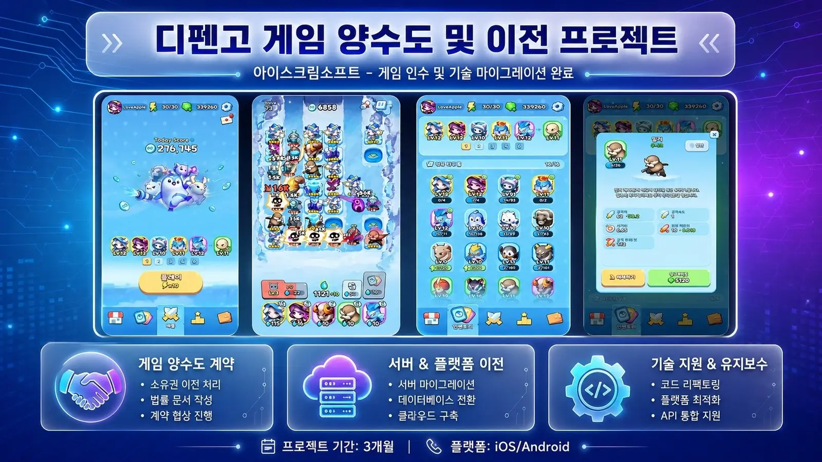Defense game acquisition and service migration — screen 1